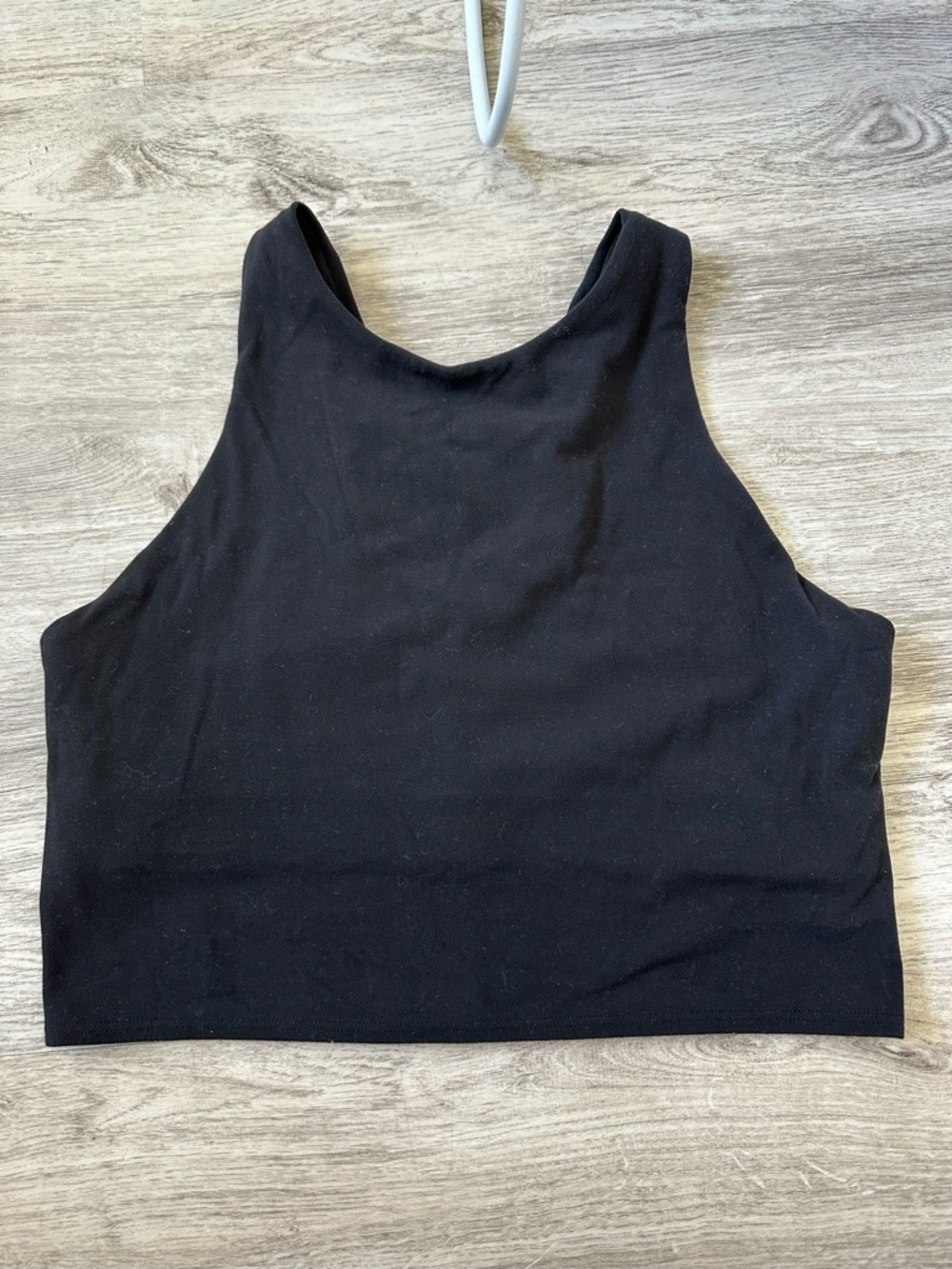 Athleta Black Ribbed High-Neck Crop Tank